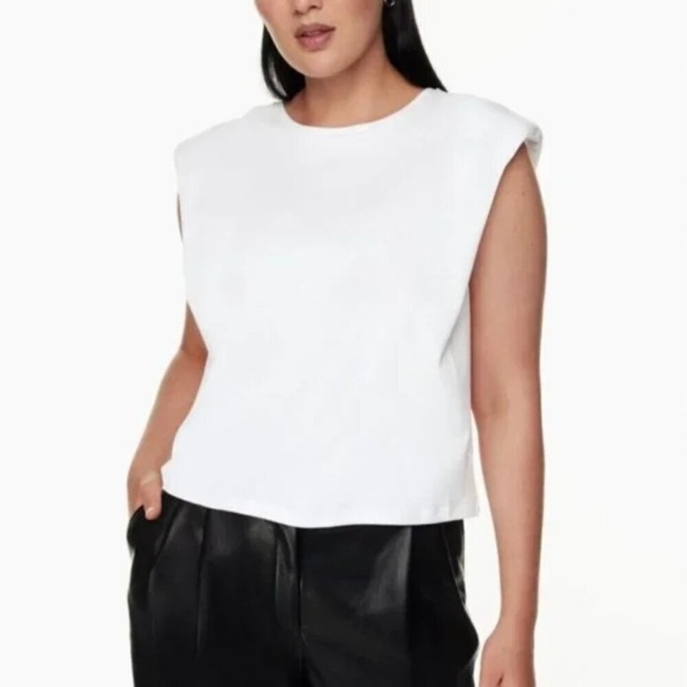 Aritzia White Padded Shoulder Muscle Tee
